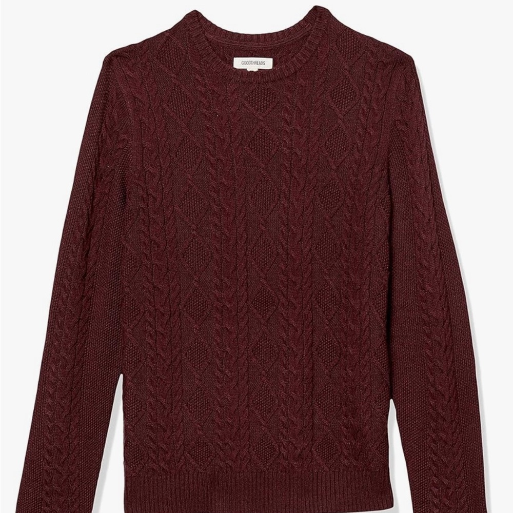 Goodthreads Men's Supersoft Long-Sleeve Cable Knit Crewneck Sweater
